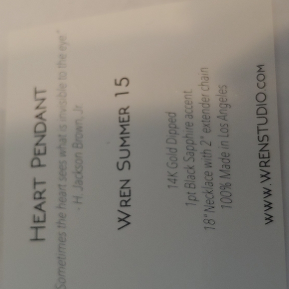 Wren yellow gold heart pendent summer 2015 black Sapphire - Picture 2 of 3